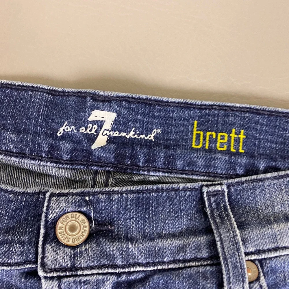 7 For All Mankind Brett Bootcut Jeans Men's Size 36x34 Blue Wash Denim Made USA